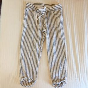 Old navy white and navy linen striped pants M